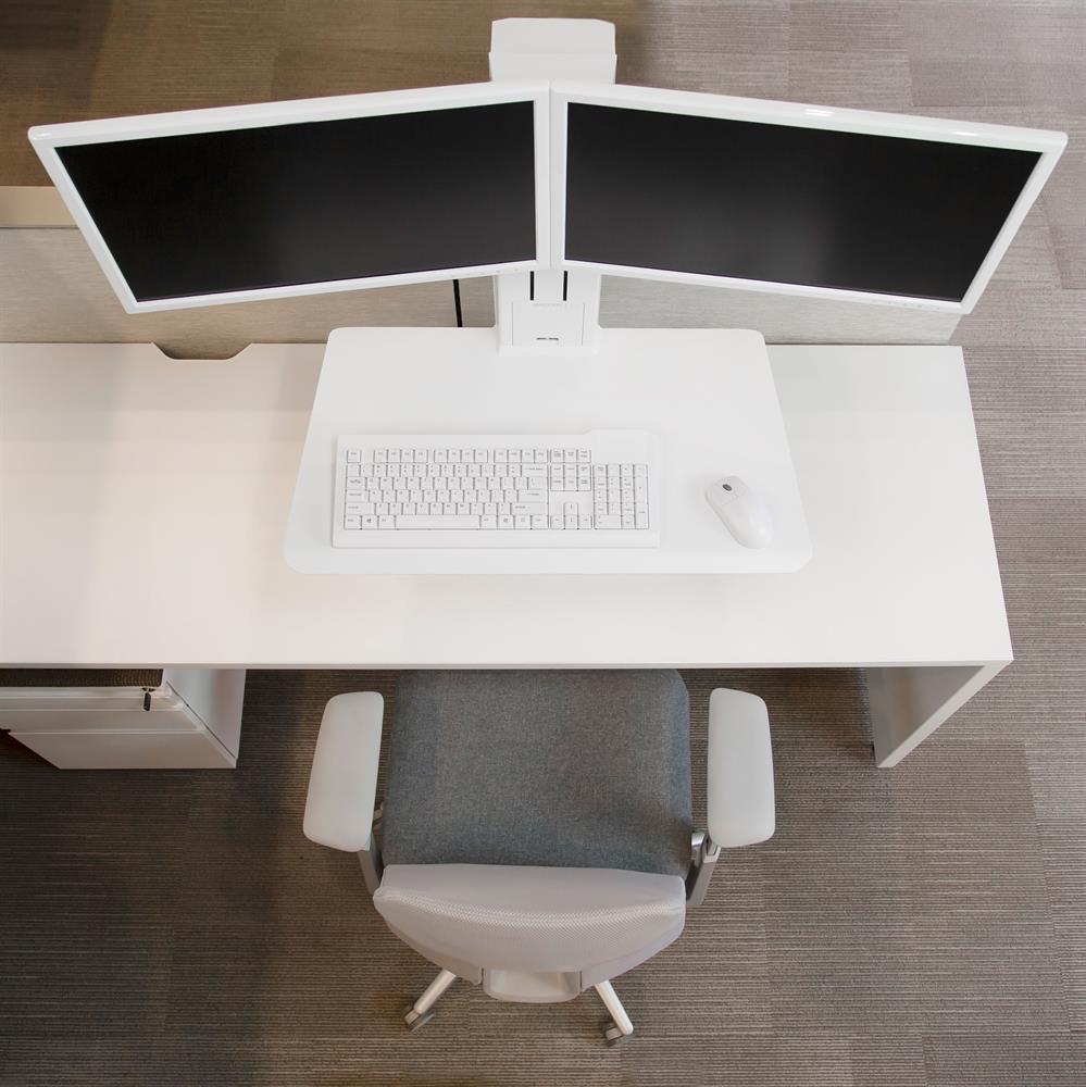 Ergotron 33-407-062 WorkFit-SR, Dual Monitor, Standing Desk Workstation, White Monitor Arm Desk Mount Ergotron