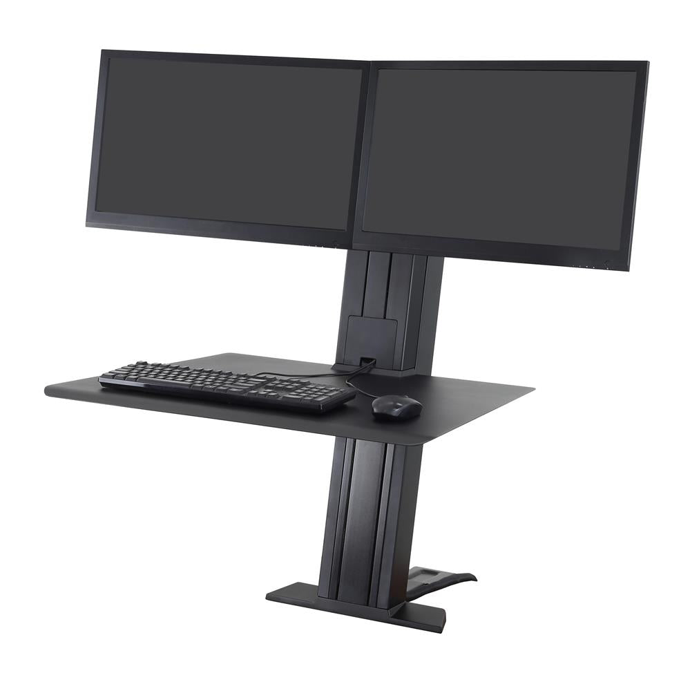 Ergotron 33-407-085 WorkFit-SR, Dual Monitor, Standing Desk Workstation, Black Monitor Arm Desk Mount Ergotron
