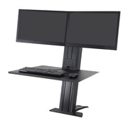 Ergotron 33-407-085 WorkFit-SR, Dual Monitor, Standing Desk Workstation, Black Monitor Arm Desk Mount Ergotron