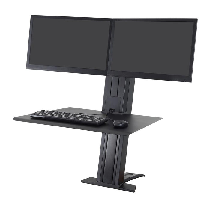 Ergotron 33-407-085 WorkFit-SR, Dual Monitor, Standing Desk Workstation, Black Monitor Arm Desk Mount Ergotron