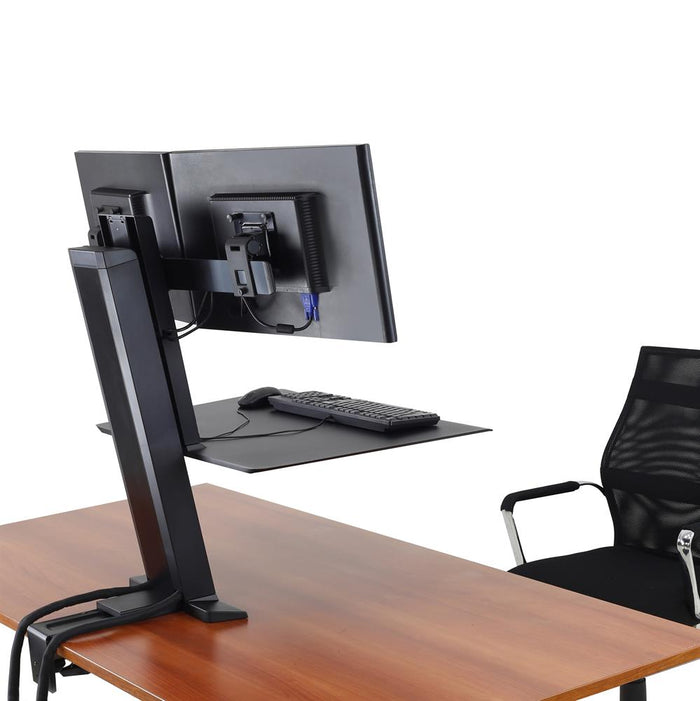 Ergotron 33-407-085 WorkFit-SR, Dual Monitor, Standing Desk Workstation, Black Monitor Arm Desk Mount Ergotron