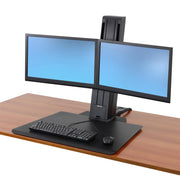 Ergotron 33-407-085 WorkFit-SR, Dual Monitor, Standing Desk Workstation, Black Monitor Arm Desk Mount Ergotron