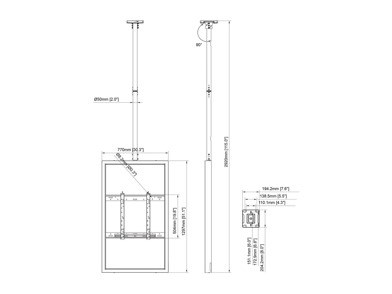 Multibrackets M Pro Series Enclosure 55" Ceiling Medium Black Signage Display Enclosures Multibrackets