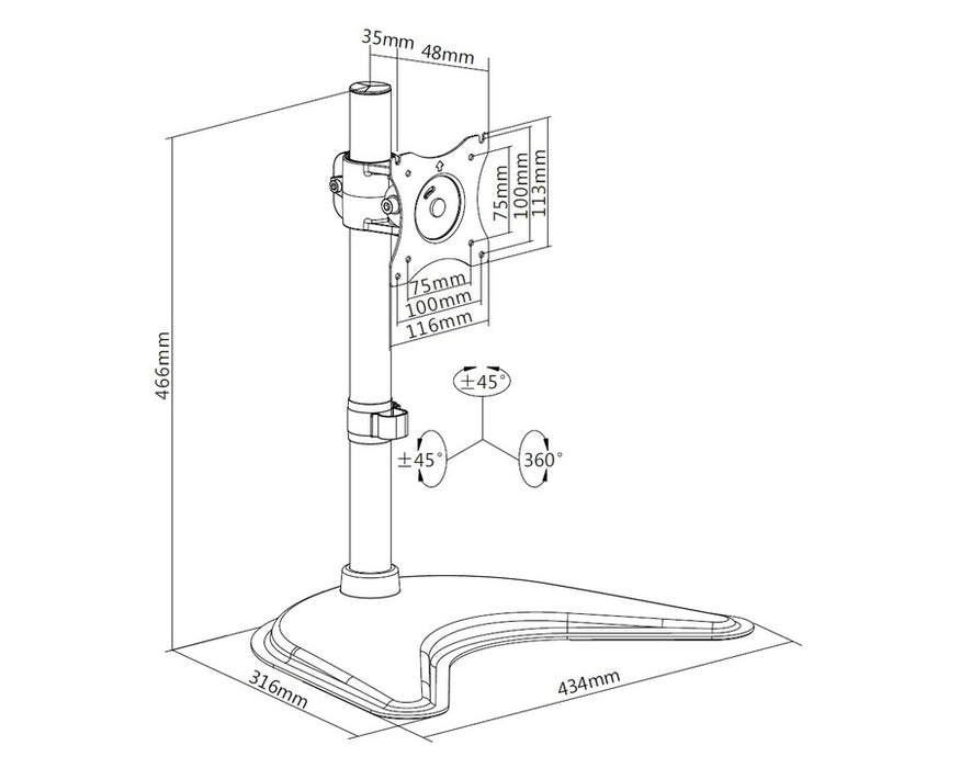 Multibrackets M Deskstand Basic Single | For 15" - 27" Screens