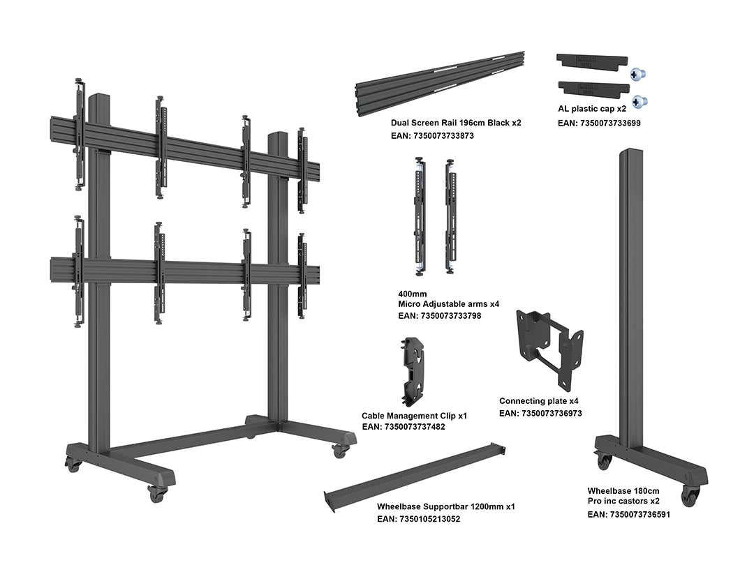 Multibrackets M Pro Series Video Wall Stand 2x2 - (43"-65") Floor Stand Multibrackets