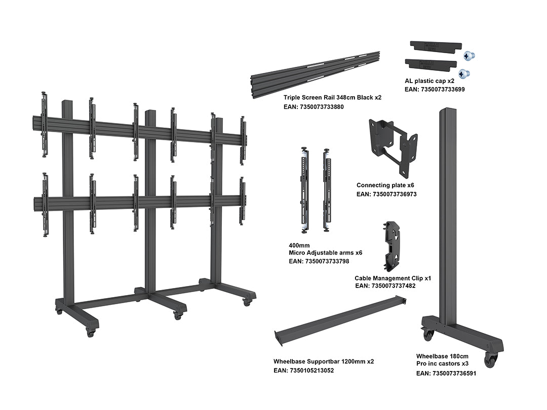 Multibrackets M Pro Series Video Wall Stand 3x2 - (43"-65") Floor Stand Multibrackets