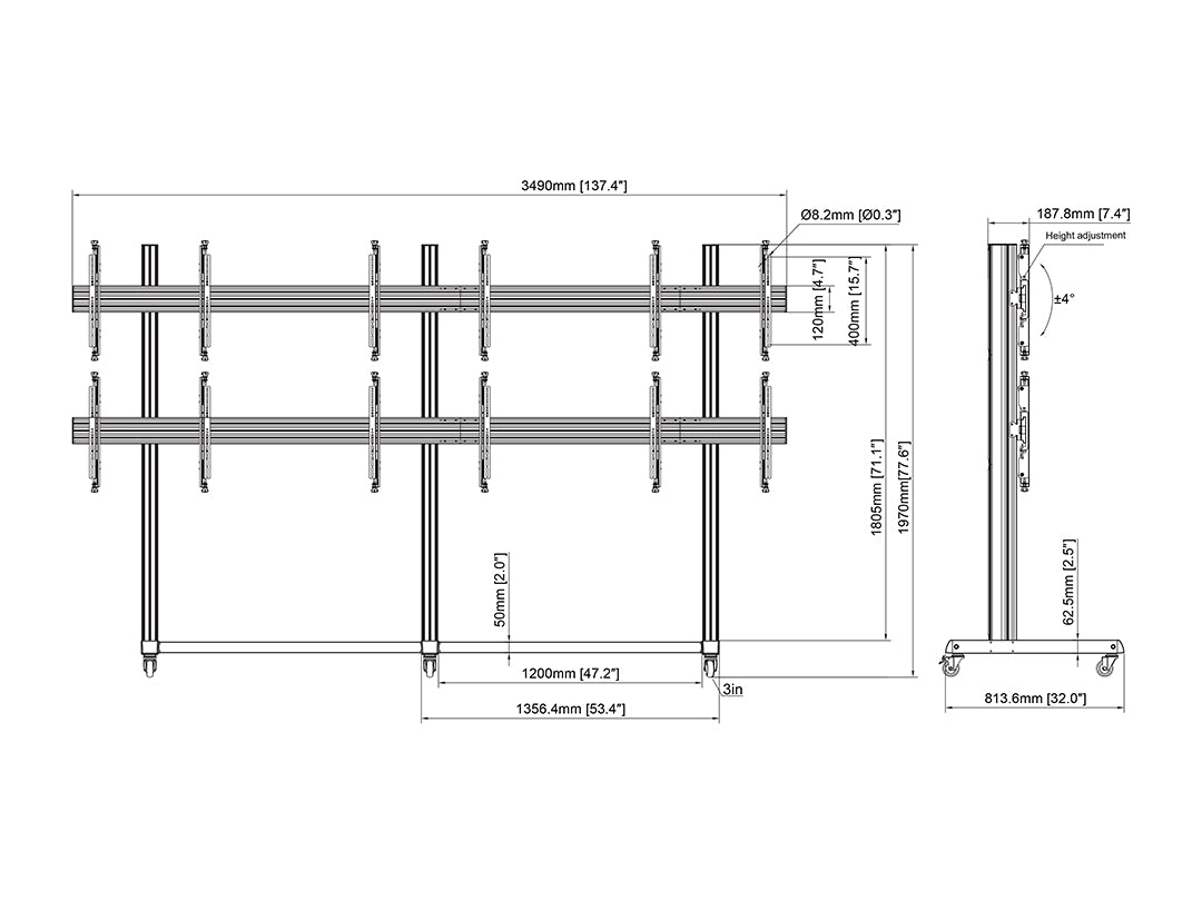 Multibrackets M Pro Series Video Wall Stand 3x2 - (43"-65") Floor Stand Multibrackets