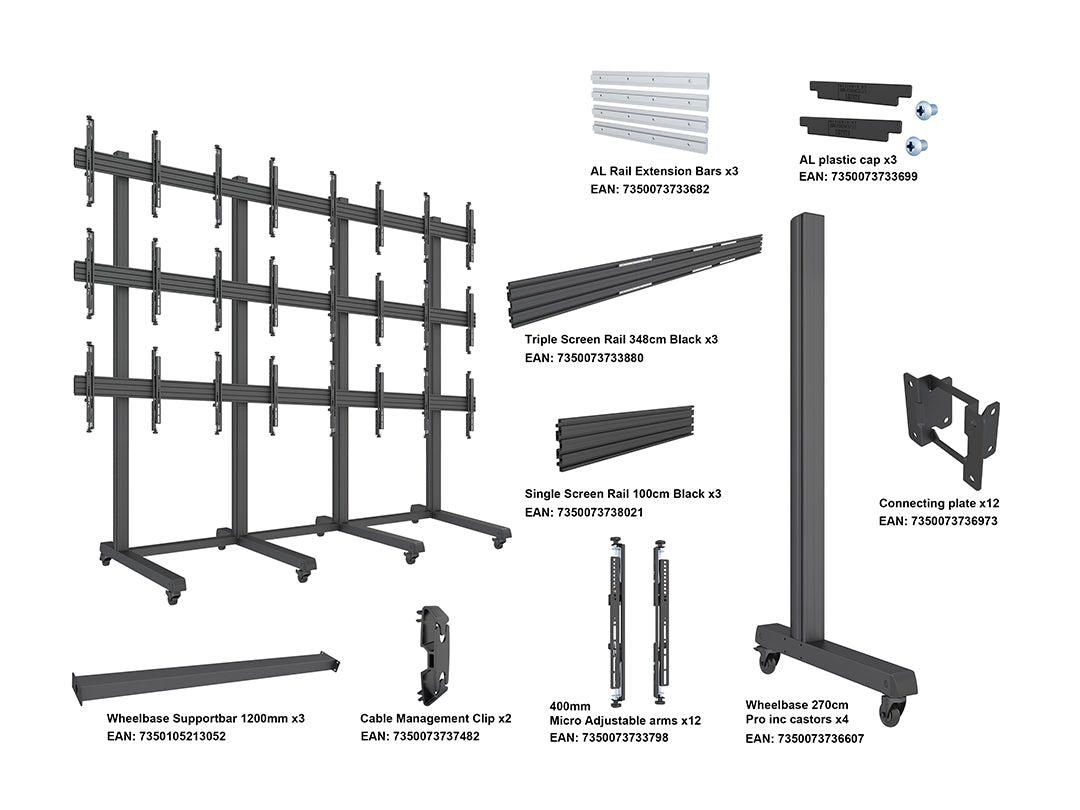 Multibrackets M Pro Series Video Wall Stand 4x3 - (43"-65") Floor Stand Multibrackets