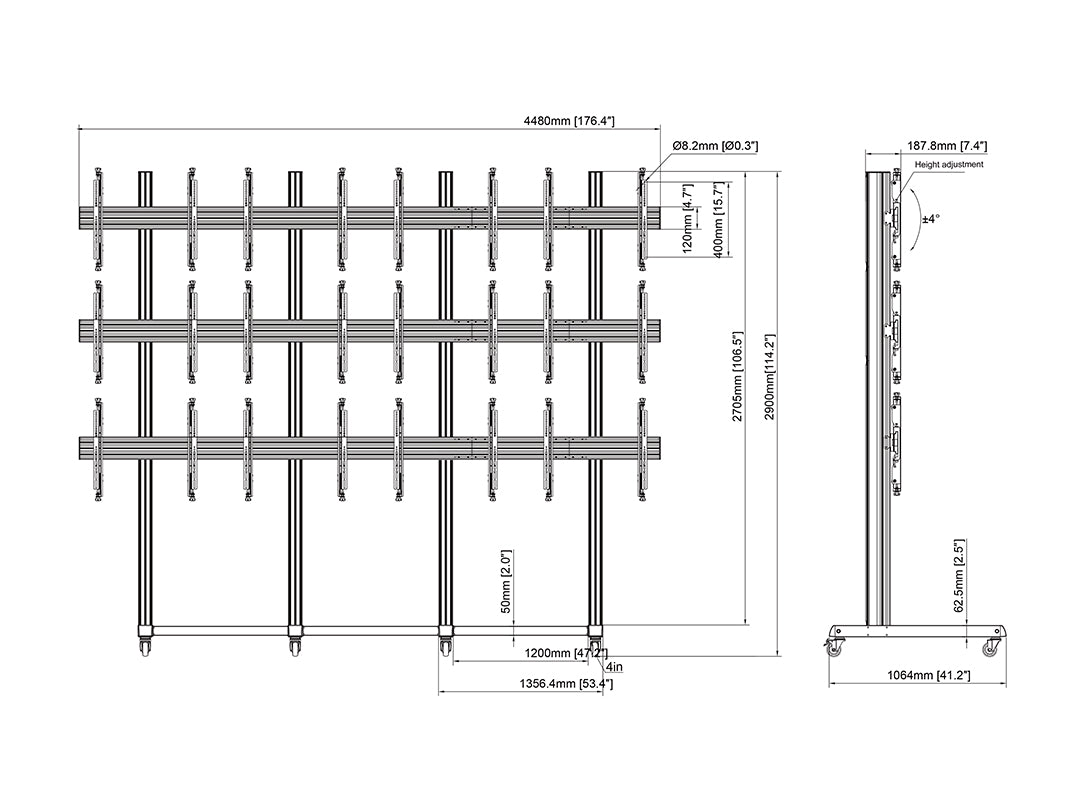 Multibrackets M Pro Series Video Wall Stand 4x3 - (43"-65") Floor Stand Multibrackets