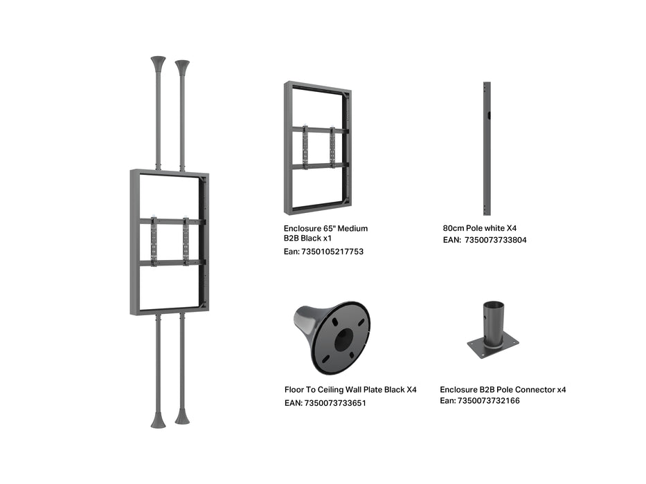Multibrackets M Pro Series Enclosure 65" Floor to Ceiling Mount B2B Medium - 3m Lenght Signage Display Enclosures Multibrackets