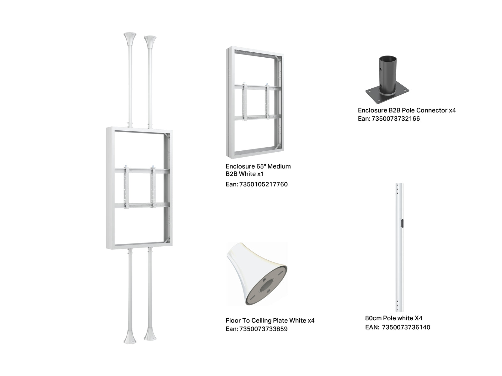 Multibrackets M Pro Series Enclosure 65" Floor to Ceiling Mount B2B Medium - 3m Length Signage Display Enclosures Multibrackets