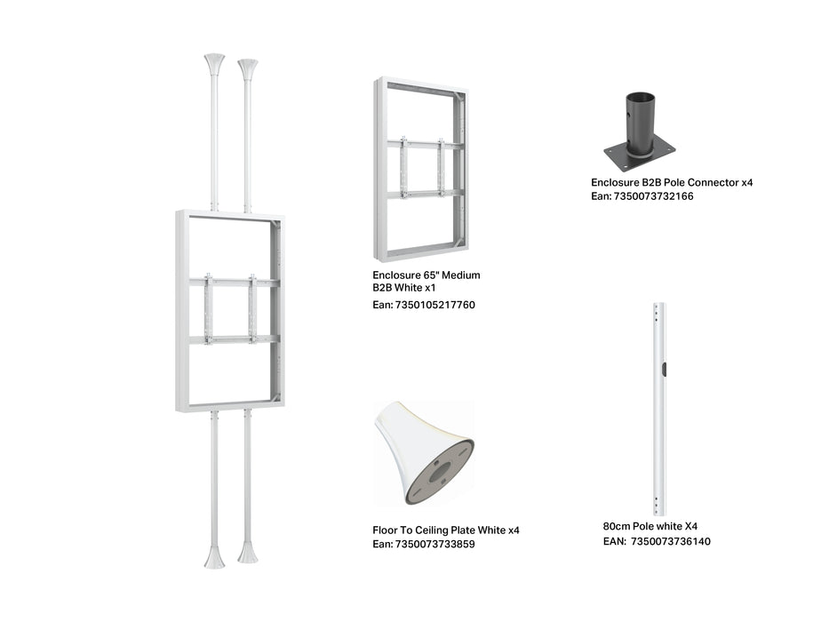 Multibrackets M Pro Series Enclosure 65" Floor to Ceiling Mount B2B Medium - 3m Length Signage Display Enclosures Multibrackets