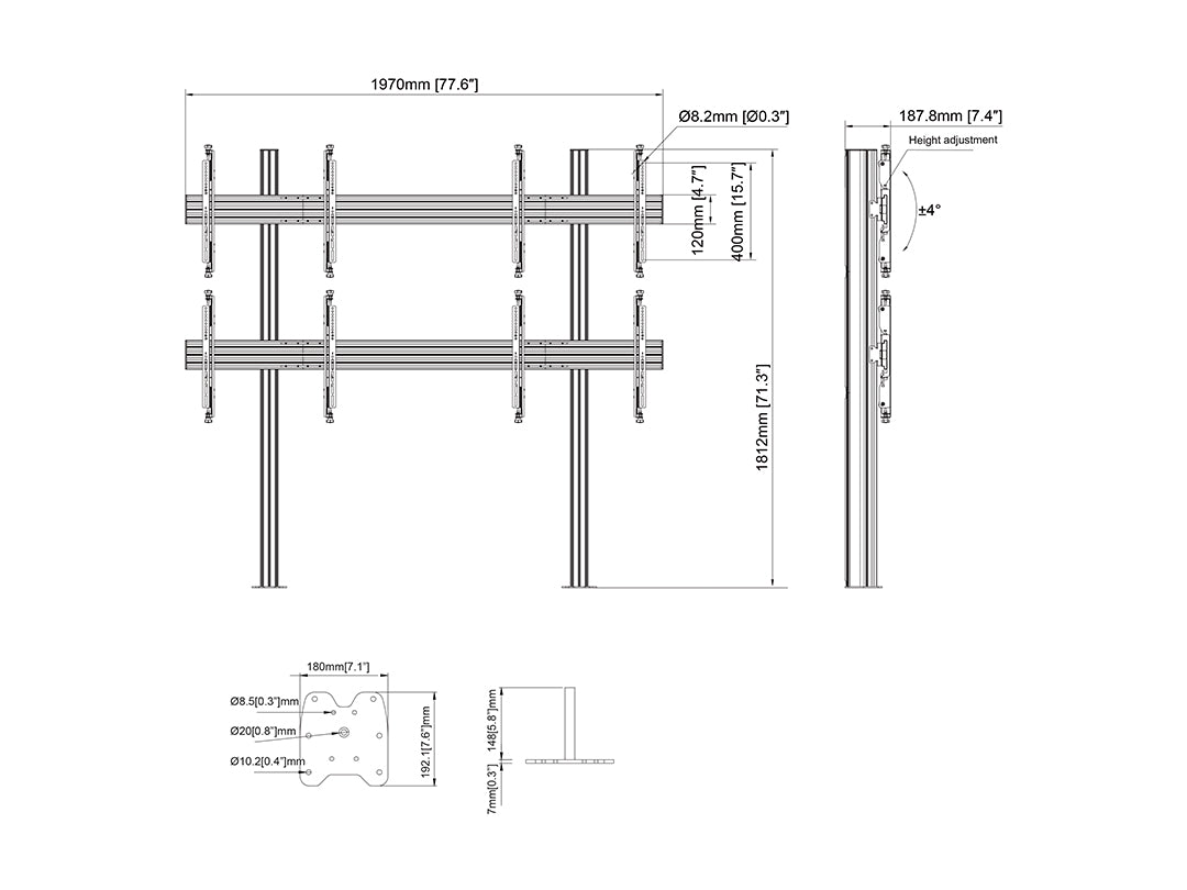 Multibrackets MBFM2x2U M Floorstands Column Pro - (32"-65") Floor Stand Multibrackets