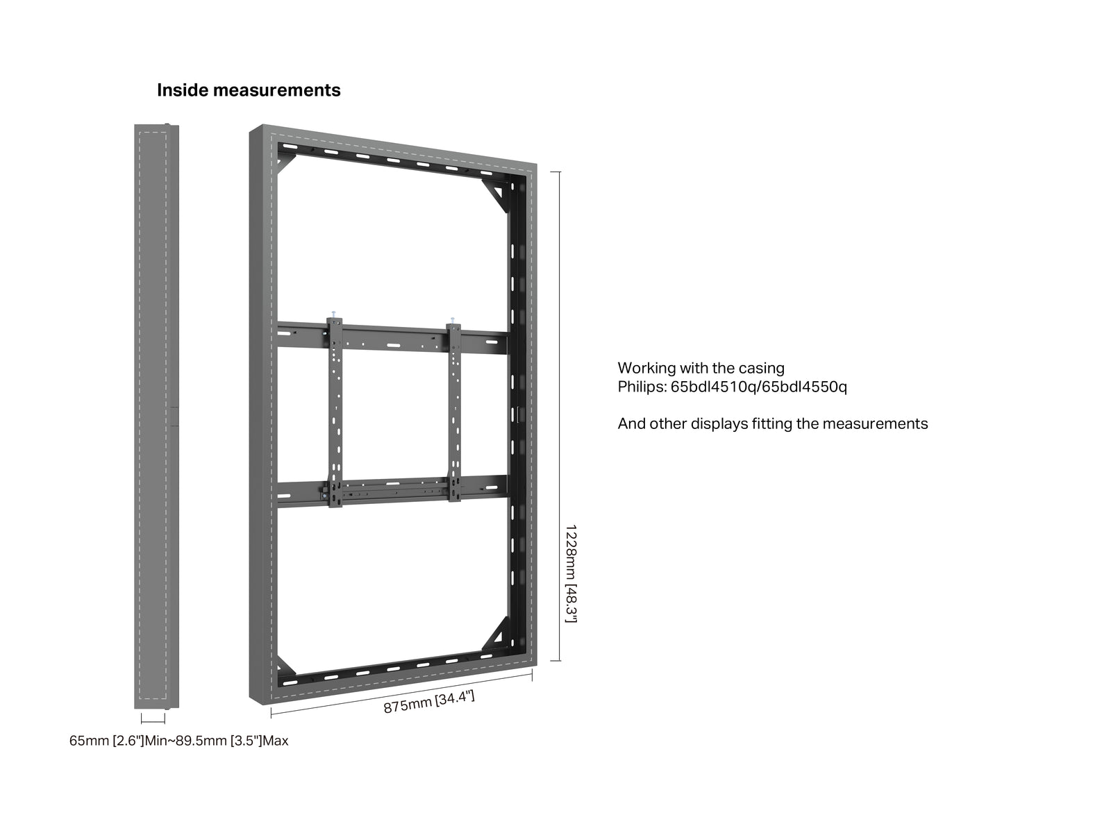 Multibrackets M Pro Series Enclosure 65" High Brightness Wall Medium Black Signage Display Enclosures Multibrackets