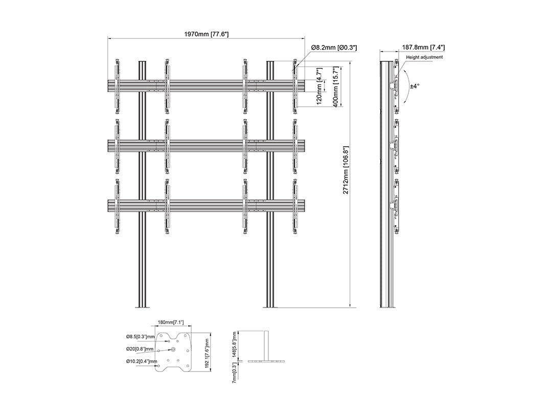 Multibrackets MBFM2x3U M Floorstands Column Pro - (32"-65") Floor Stand Multibrackets
