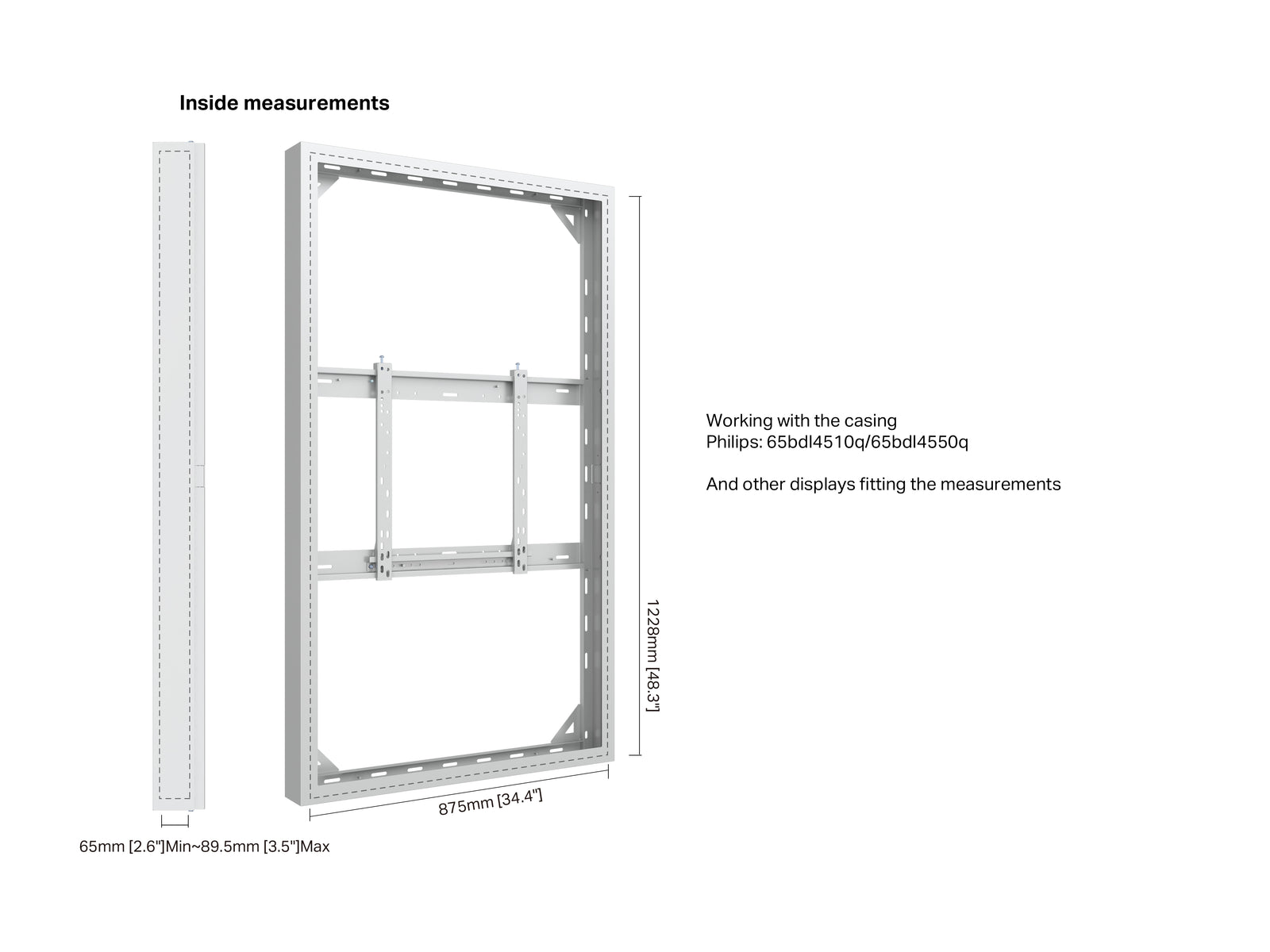 Multibrackets M Pro Series Enclosure 65" High Brightness Wall Medium White Signage Display Enclosures Multibrackets