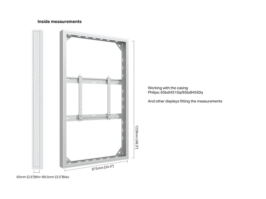 Multibrackets M Pro Series Enclosure 65" High Brightness Wall Medium White Signage Display Enclosures Multibrackets