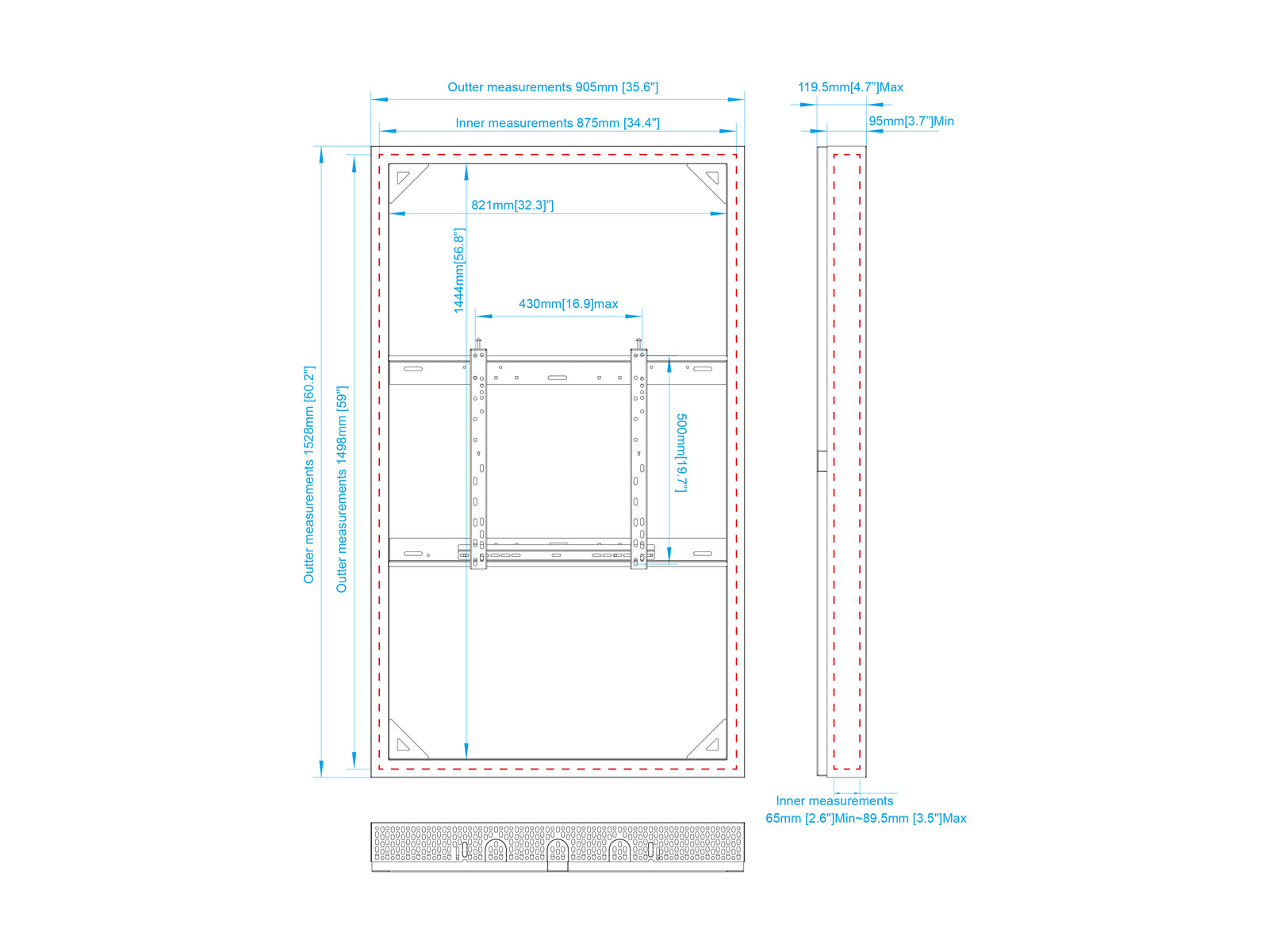Multibrackets M Pro Series Enclosure 65" High Brightness Wall Medium White Signage Display Enclosures Multibrackets