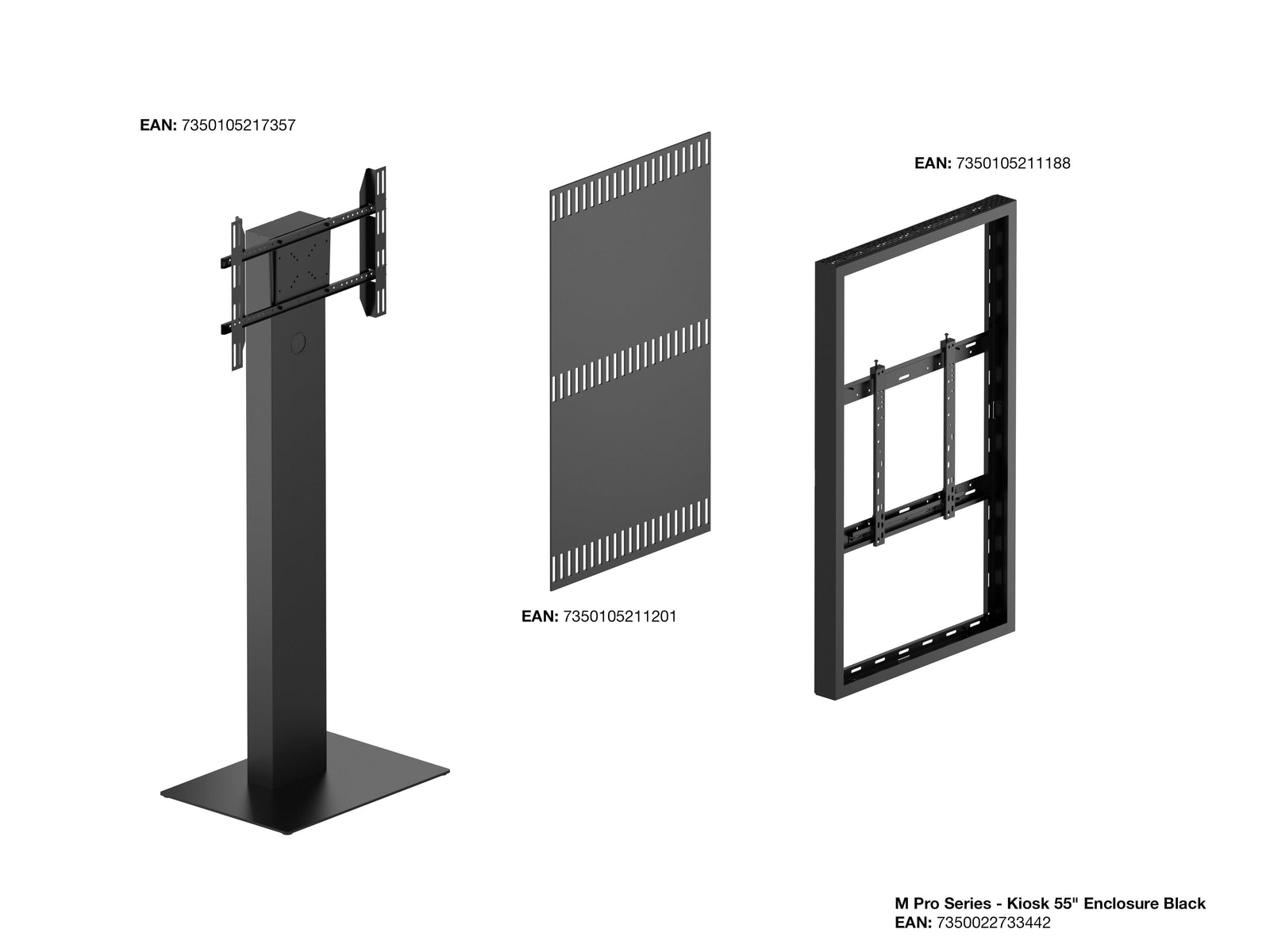 Multibrackets M Pro Series - Enclosure 55" Kiosk Black Signage Display Enclosures Multibrackets