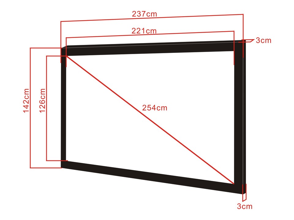 Multibrackets Framed Projection Screen Deluxe 100" 16:9 Matte White – Black Velvet Frame | 7350022733473
