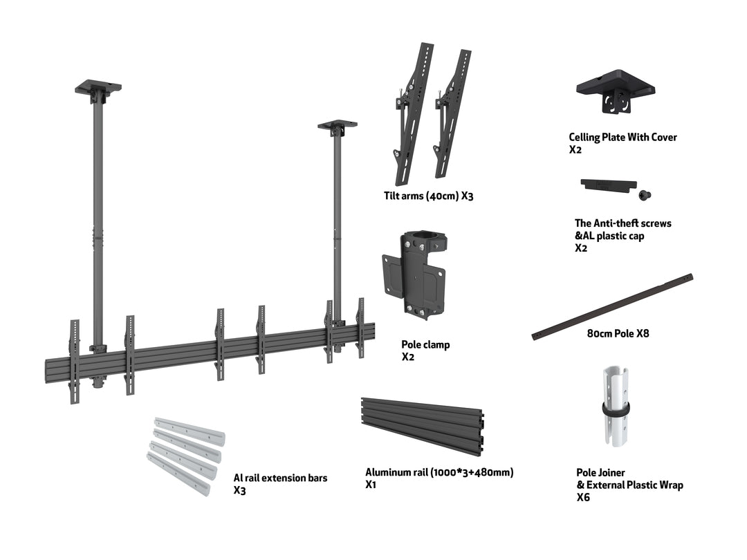 Multibrackets MBC3X1U Display Ceiling Mount Pro | 7350073733477 Ceiling Mount Bracket Multibrackets