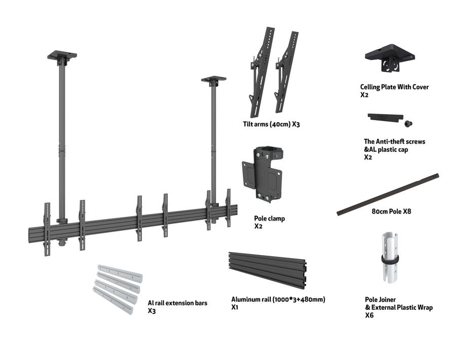 Multibrackets MBC3X1U Display Ceiling Mount Pro