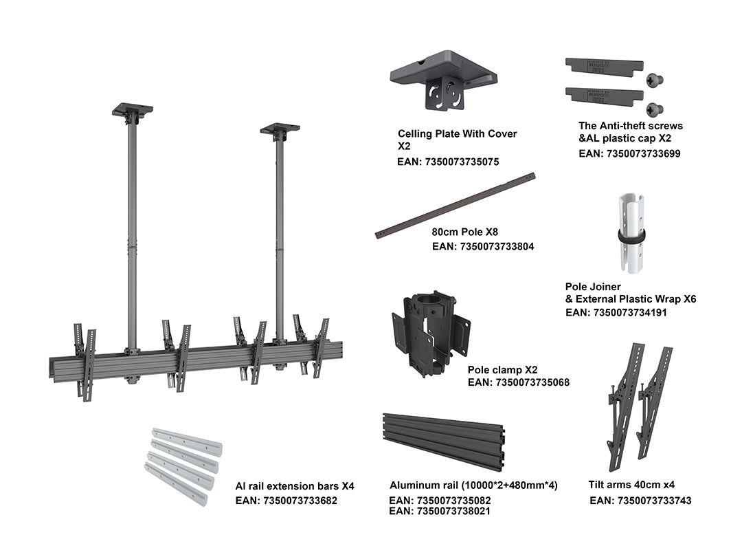 Multibrackets MBC2X1U2 Display Ceiling Mount Pro Ceiling Mount Bracket Multibrackets