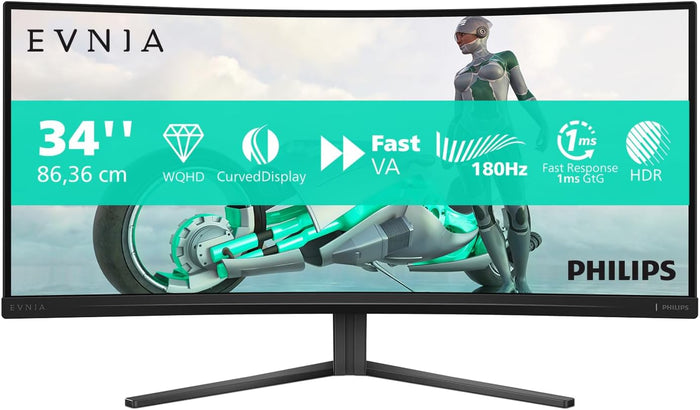 Philips Evnia 34" WQHD Curved Fast VA Gaming Monitor | 34M2C3500L/00 Gaming Monitor Philips