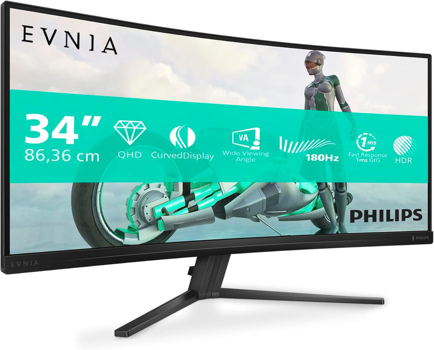 Philips Evnia 34" WQHD Curved Fast VA Gaming Monitor | 34M2C3500L/00 Gaming Monitor Philips