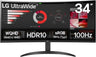 LG 34" VA 100Hz UltraWide QHD Curved Monitor - Black | 34WR50QK-B.AEK