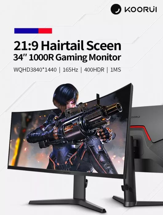 Koorui 34E6uC 34" 165Hz Refresh Rate - 1Ms Response QWHD Gaming Monitor (Open Boxed) Desktop Monitor Koorui
