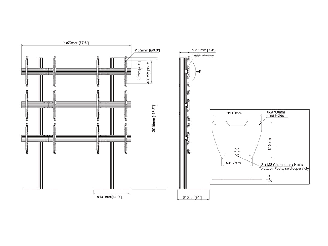 Multibrackets MBF2x3U M Pro Series Video Wall Stand - (32"-65") Floor Stand Multibrackets