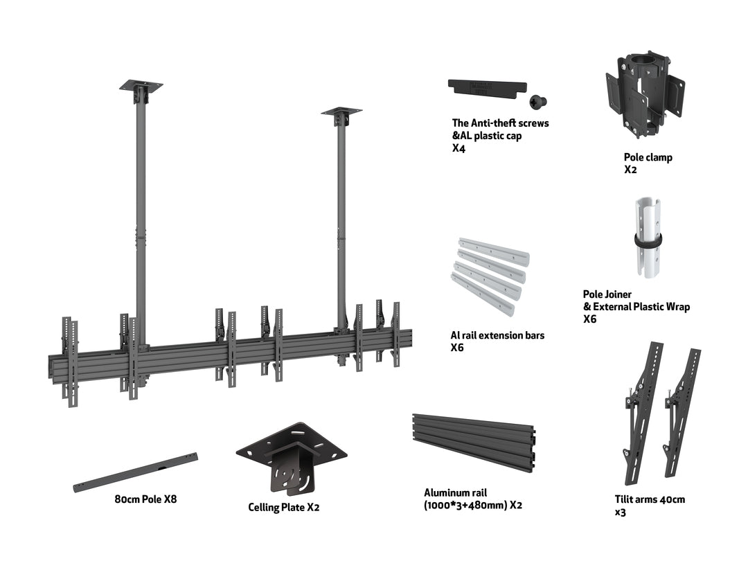 Multibrackets MBC3X1U2 Display Ceiling Mount Pro Ceiling Mount Bracket Multibrackets