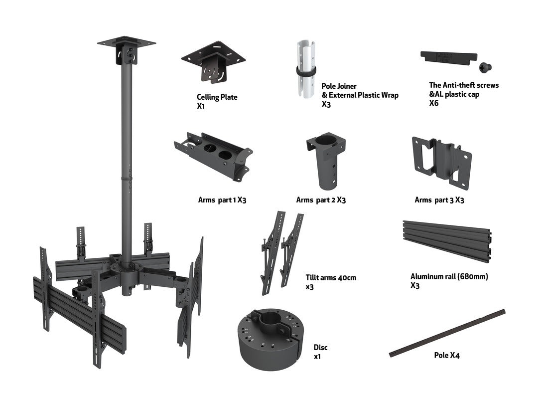 Multibrackets MBC3U Display Ceiling Mount Pro Ceiling Mount Bracket Multibrackets