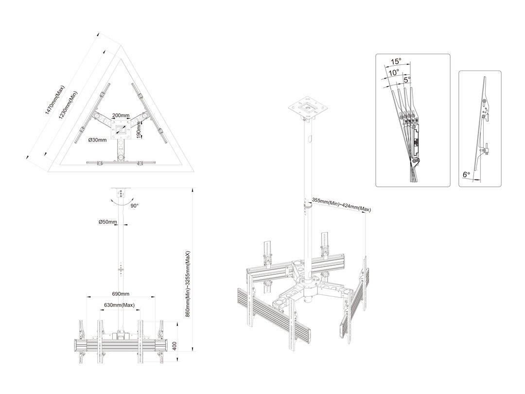 Multibrackets MBC3U Display Ceiling Mount Pro Ceiling Mount Bracket Multibrackets