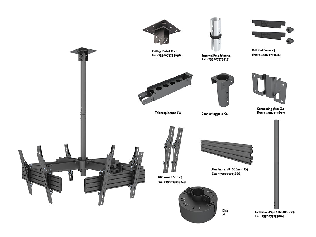 Multibrackets MBC4U Display Ceiling Mount Pro Ceiling Mount Bracket Multibrackets
