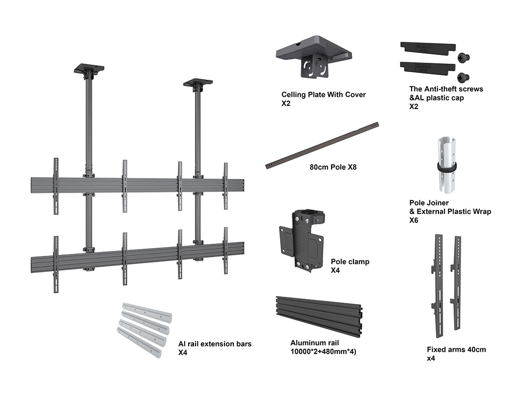 Multibrackets MBC2X2U Display Ceiling Mount Pro Ceiling Mount Bracket Multibrackets