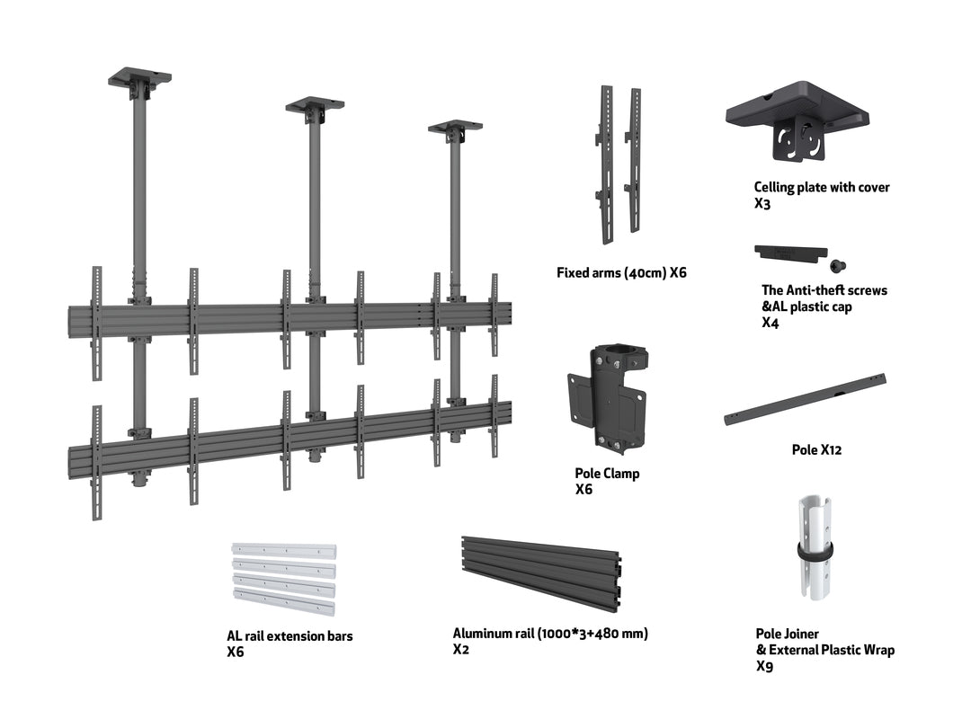 Multibrackets MBC3X2U Display Ceiling Mount Pro Ceiling Mount Bracket Multibrackets