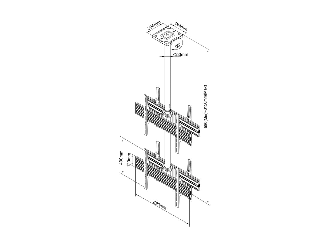 Multibrackets MBC2U2 Display Ceiling Mount Pro Ceiling Mount Bracket Multibrackets