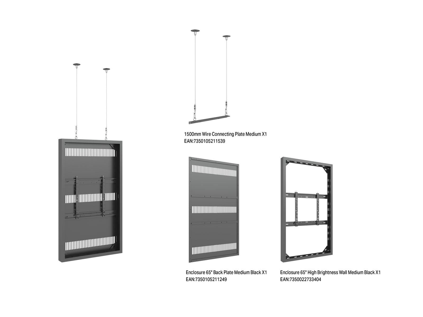 Multibrackets M Pro Series Enclosure 65" High Brightness Wire Medium Black Signage Display Enclosures Multibrackets