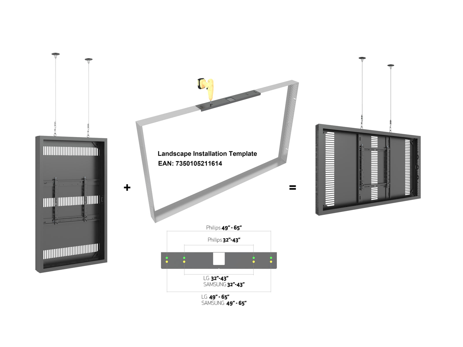 Multibrackets M Pro Series Enclosure 65" High Brightness Wire Medium Black Signage Display Enclosures Multibrackets