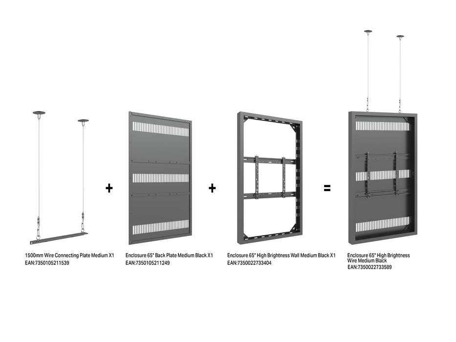 Multibrackets M Pro Series Enclosure 65" High Brightness Wire Medium Black Signage Display Enclosures Multibrackets