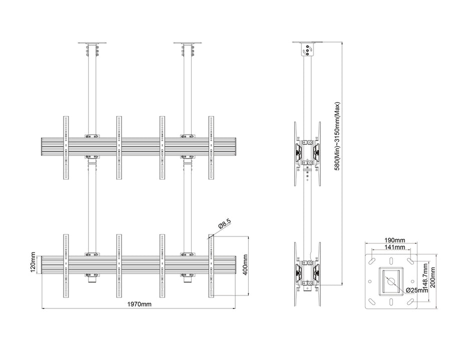 Multibrackets MBC2X2U2 Display Ceiling Mount Pro