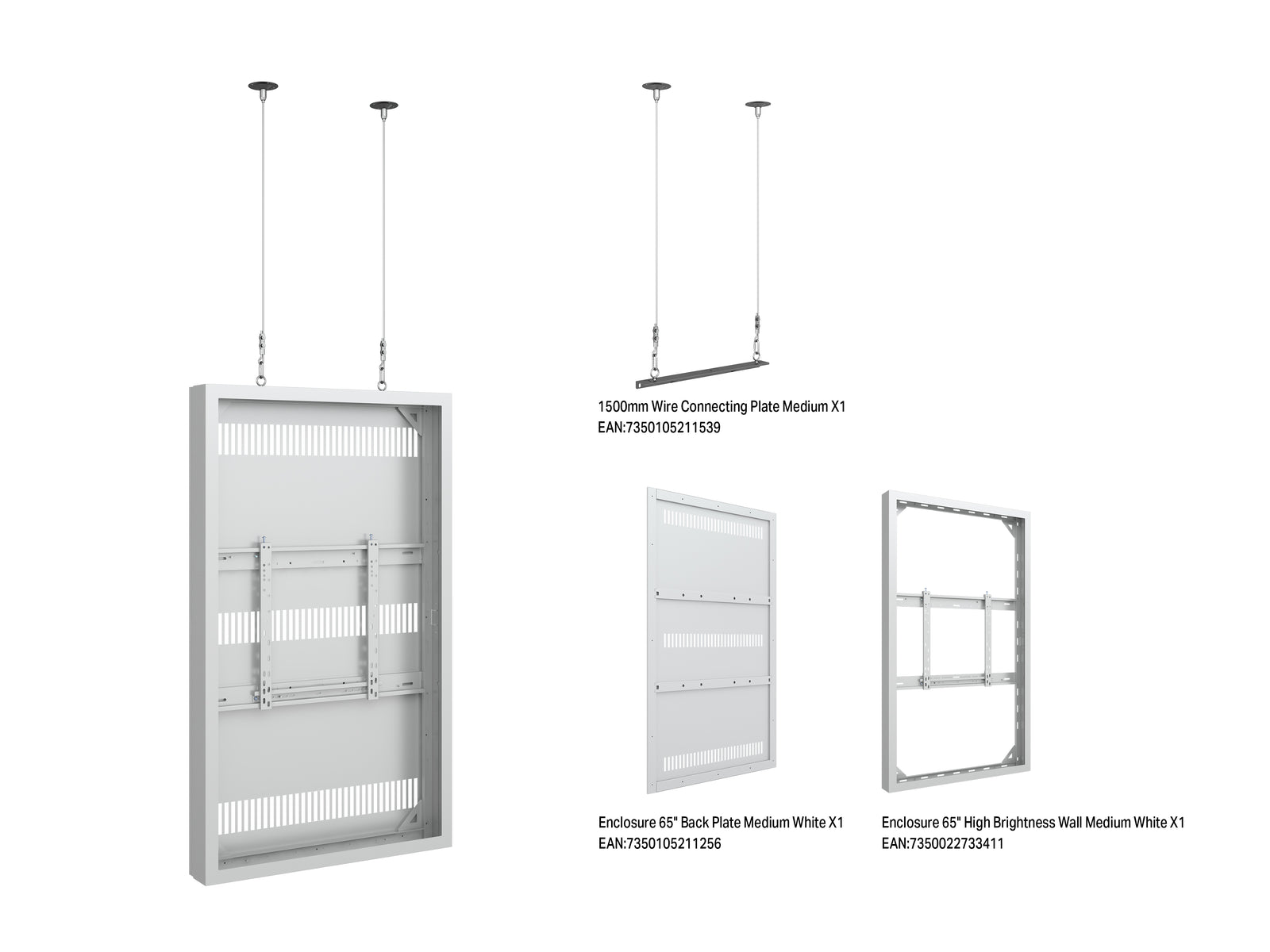 Multibrackets M Pro Series Enclosure 65" High Brightness Wire Medium White Signage Display Enclosures Multibrackets