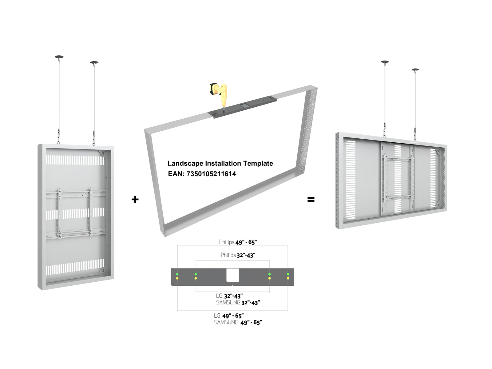 Multibrackets M Pro Series Enclosure 65" High Brightness Wire Medium White Signage Display Enclosures Multibrackets