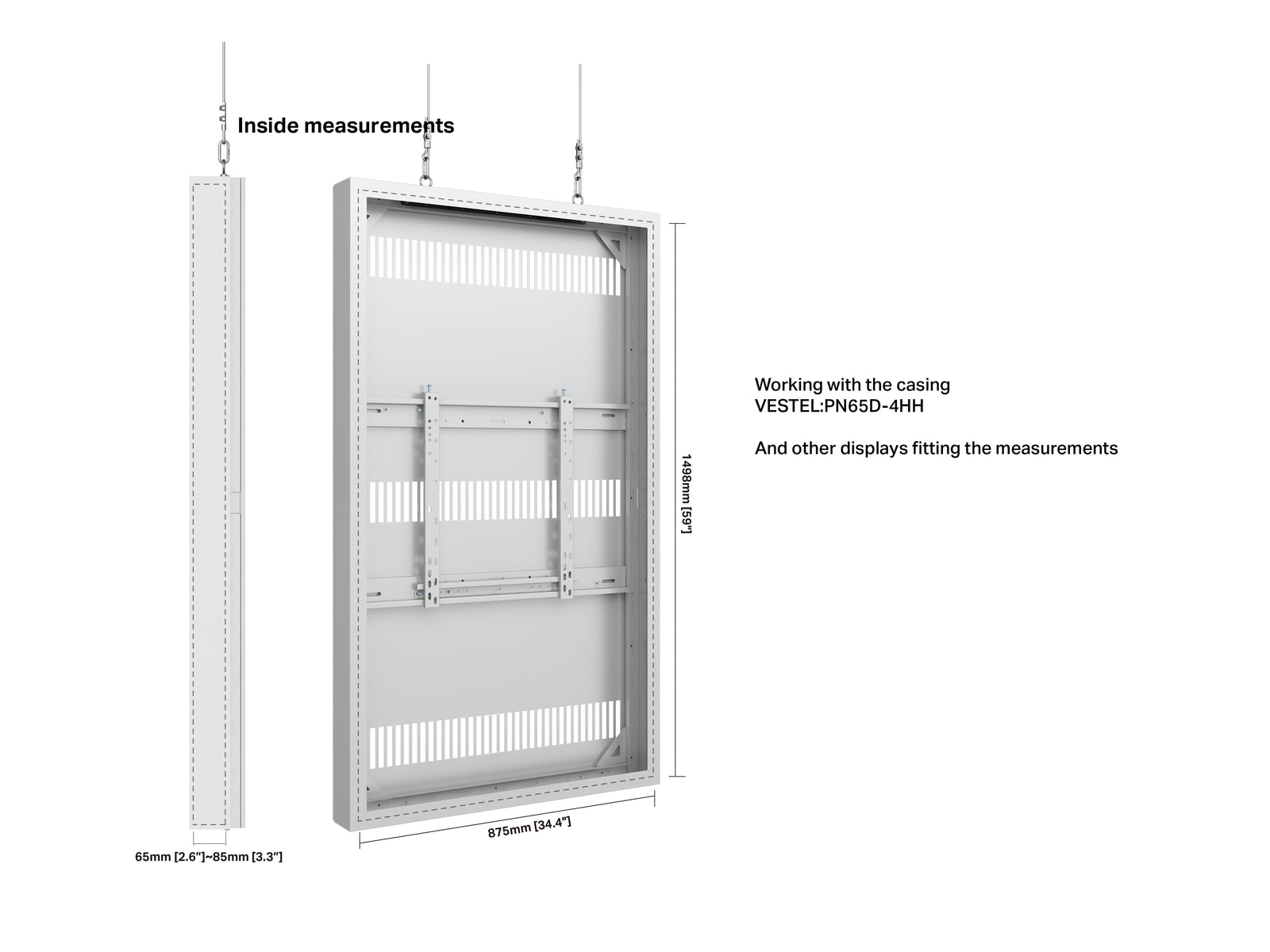 Multibrackets M Pro Series Enclosure 65" High Brightness Wire Medium White Signage Display Enclosures Multibrackets