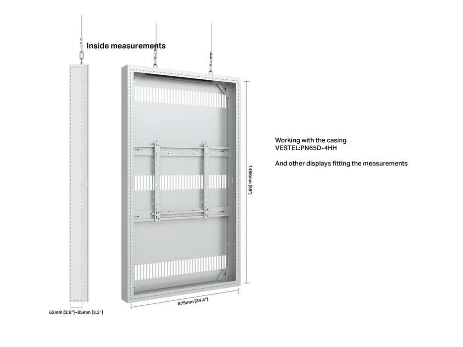 Multibrackets M Pro Series Enclosure 65" High Brightness Wire Medium White Signage Display Enclosures Multibrackets