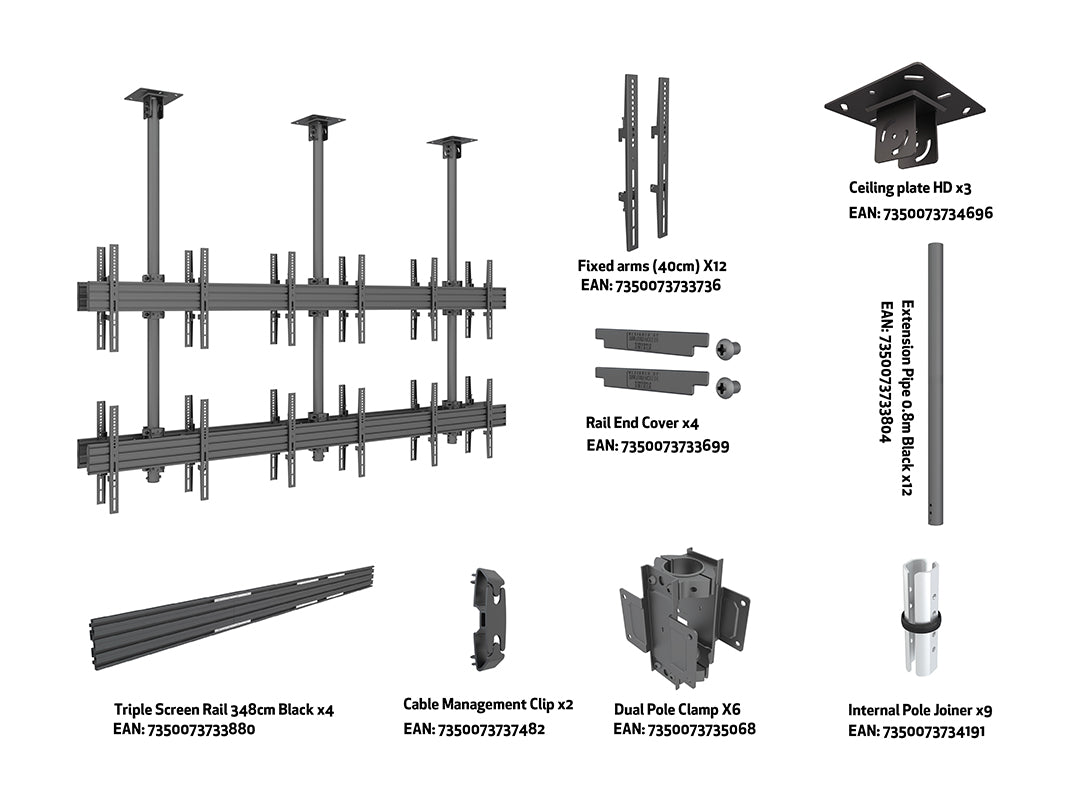Multibrackets MBC3X2U2 Display Ceiling Mount Pro Ceiling Mount Bracket Multibrackets