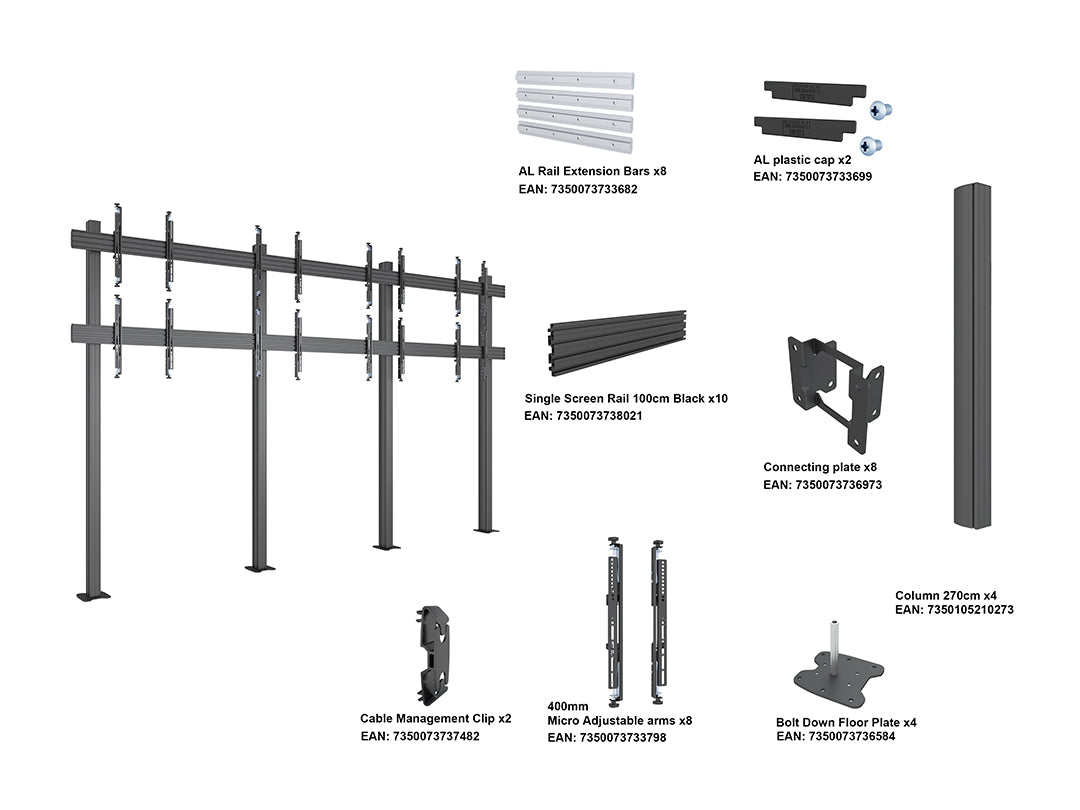 Multibrackets MBFM4x2U M Pro Series 32" - 65" Floorstands Column Floor Stand Multibrackets