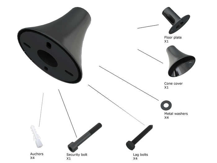 Multibrackets M Pro Series Floor To Ceiling Plate Black Mounting Accessory Multibrackets